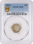 1942/1 Mercury Silver Dime VF25 PCGS