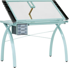 Futura Craft & Drawing Table with Adjustable Tempered Safety Glass Top – Modern