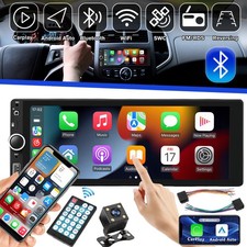 6.86" Single Din Car Stereo Wireless CarPlay Android Auto Radio Bluetooth US
