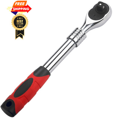 WINTOWIN 1/2-Inch Drive Extendable Ratchet Wrench,1/2'' 1/2 drive, Red