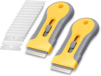 Bates- Razor Blade Scraper Tool, 2 Pack, 30 Extra Carbon Steel Blades, Anti-Slip