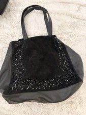 Suede And Leather Embellished Bag