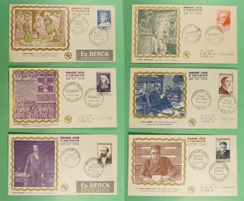 DR WHO 1954 FRANCE 6 FDC FAMOUS PEOPLE? CACHET COMBO R22168