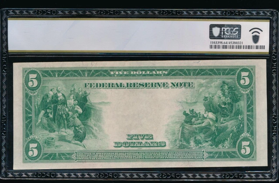 AC Fr 851a 1914 $5 New York FRN PCGS 64 PPQ - Image 2 of 2
