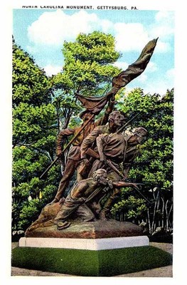 Postcard MONUMENT SCENE Gettysburg Pennsylvania PA m/01 AR0897