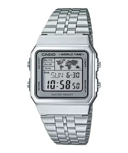 Casio A500WA-1/7 A500WGA-1/7/9 Digitaluhr silber/goldfarben Edelstahl - Bild 5 von 7