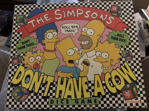 Vintage Simpsons "Don't Have A Cow" Dice Game by Milton Bradley 1990 Complete