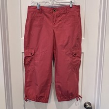 Tommy Hilfiger Womens Pants Cargo Cropped Beach Cotton Stretch Nautical Red 8