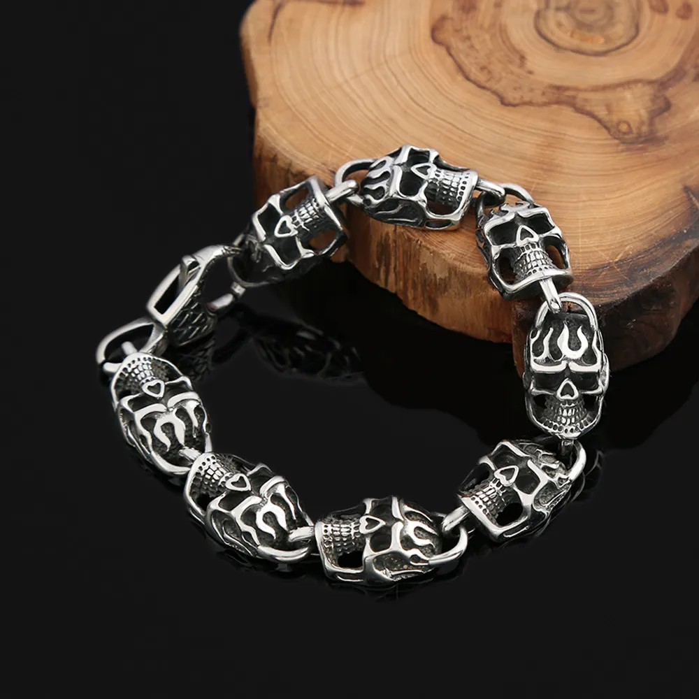 Tribal Voodoo Skull Titanium Bracelet for Men – Gothic Fashion