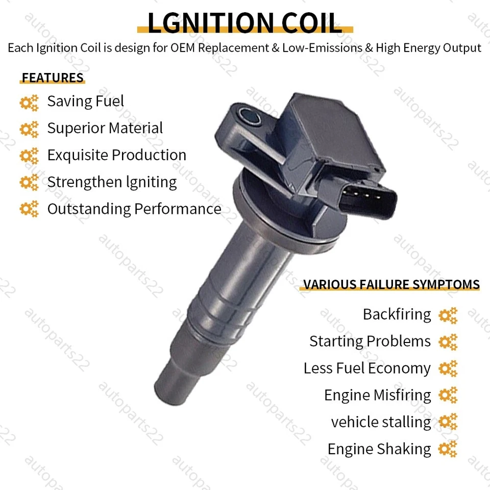 Set of 4 Ignition Coil + Spark Plug UF247 for 2000-08 Toyota Corolla Celica 1.8L - Image 4 of 4