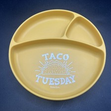 Bella Tunno Tots Baby Kids Child  s Silicone Suction Plate Taco Tuesday Yellow 8  