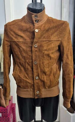 Generic Used Leather Jacket Mens Man Size 46 Brown LLR98