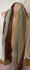 Sheer Extra Large Rectangle Neck Scarf Leaves Design 213cm x 110cm Unbranded