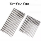 Torx Bit Magnetic Long Hole 1/4" T5 T6 T7 T8 T9 T10 T15 T20 - T40 Security