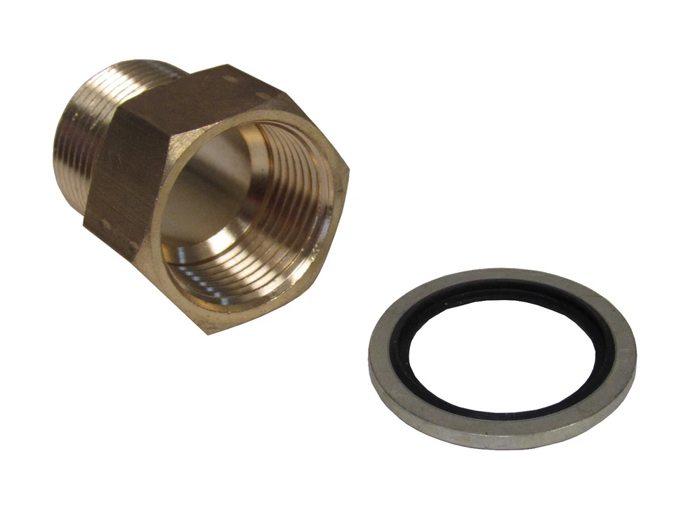 PRM INC. BRASS ADAPTER 1/8" NPT FEMALE X 1/8" BSPP MALE W/ SEALING WASHER NEW