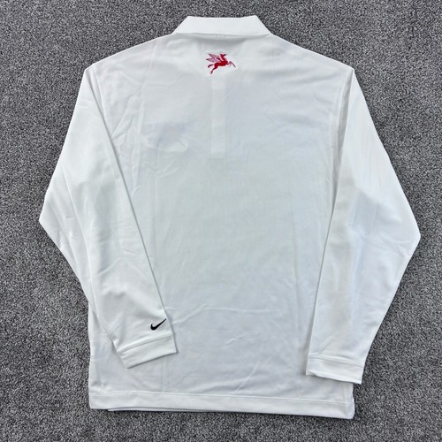 Nike Golf Polo Shirt Mens Medium White Mobil 1 Racing Long Sleeve Dri-FIT Golf - Picture 6 of 7