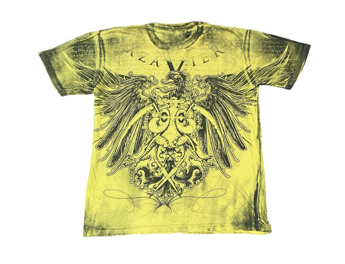 AXR XZAVIER Double Sided Shirt Yellow Affliction Style MMA