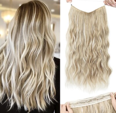 20-inch Wire Hair Extension Light Golden Blonde w/ White  display picture 3