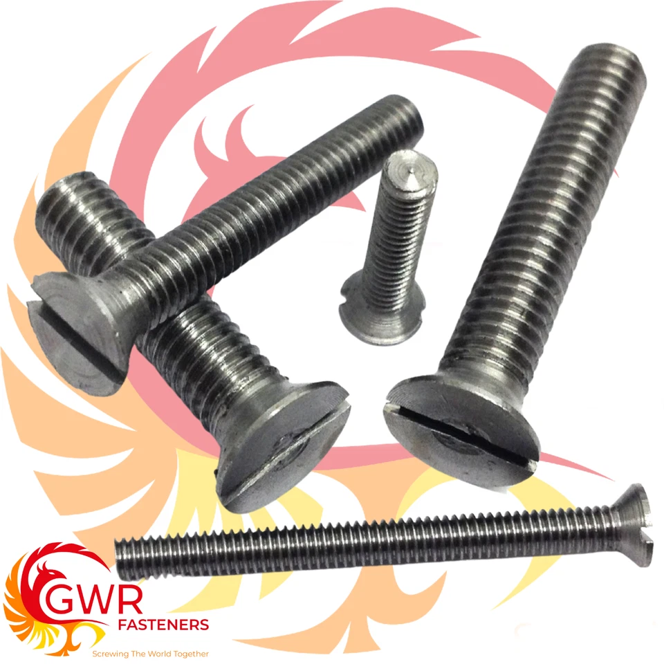 GWR FASTENERS 2BA 3BA 4BA 5BA 6BA 8 9 10 BA Steel Countersunk Slotted Flat Head Machine Screws