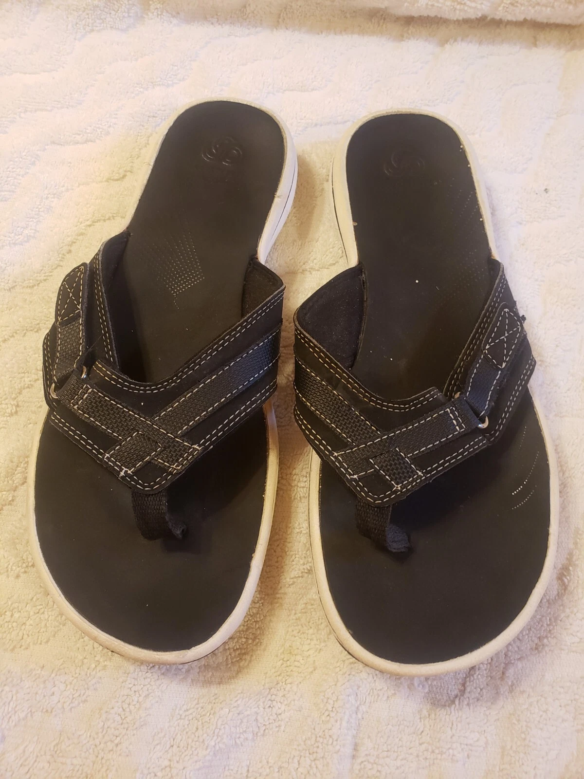 Sandali Clarks Cloudsteppers Breeze mare comodi donna taglia 8 infradito neri