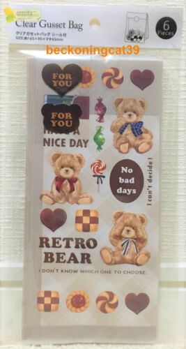 Amifa Valentine&#039;s Treat Goody Gusset Torba 6 Animal Retro Teddy Bear Gift JAPAN