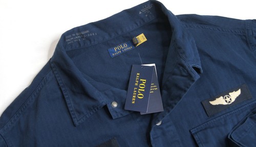 POLO RALPH LAUREN Men's Navy Military Airforce Herringbone Cotton Shirt Jacket - Picture 4 of 4