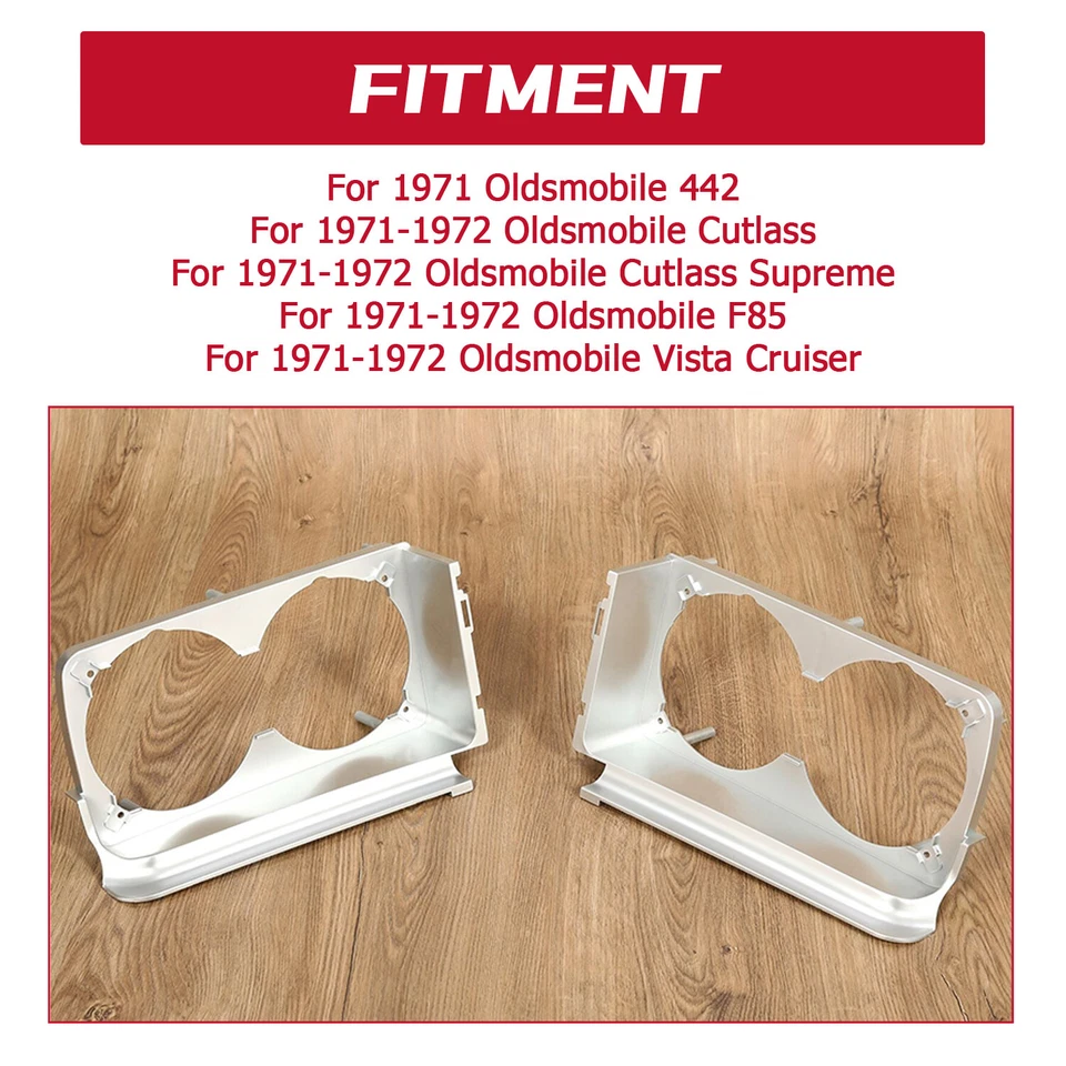 Carcasas de faros laterales para conductor y pasajero Oldsmobile Cutlass 442 1971-1972 Foto 2 de 4