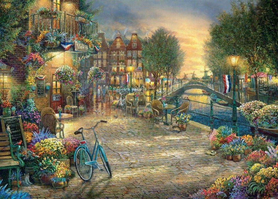 Ceaco Jigsaw Puzzle; Amsterdam Cafe;  Thomas Kinkade; 1,000 pieces; 3310-87 - Image 2 of 2