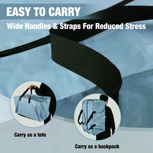 6Pack Extra Large Moving Bags with Zippers & Carrying Handles Backpack Straps - Picture 4 of 7