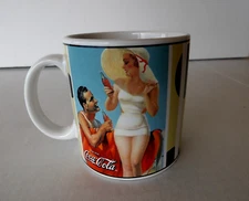 COCA-COLA Beach Brand Stoneware Ceramic Coffee Cup Mug Vintage New Microwave