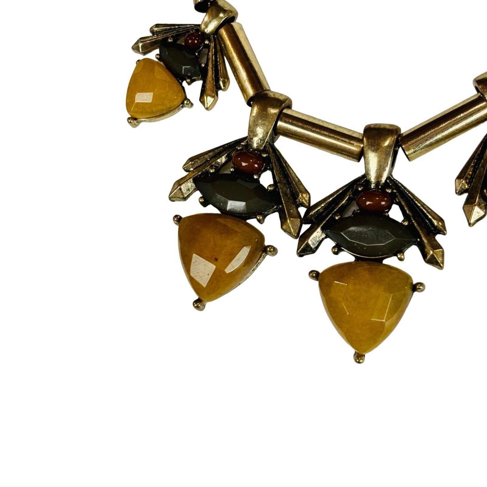 Large Beaded Statement Bib Necklace Gold Red Gree… - image 4