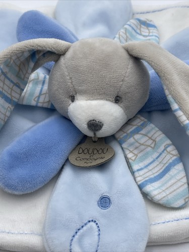 Doudou et Compagnie Paris Blue Bunny Flower Petal Lovey Celestin Baby Blanket - Picture 2 of 8