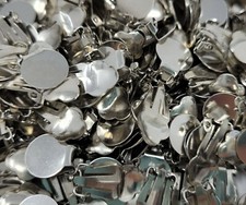 20 Pair Silver Tone Clip on Earring Craft Findings Backs Backings 12mm Flat Pad