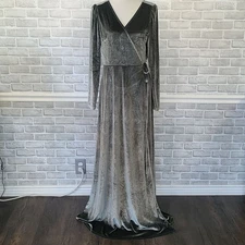 Baltic Born Esmerelda Velvet Wrap Maxi Dress Gray NEW Plus 1X Elegant Feminine
