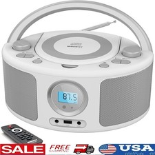 CD Player Boombox Bluetooth Stereo FM Radio Remote USB AUX Headphone Jack