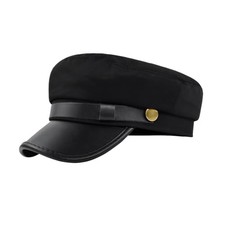 Black Cotton Classic Chauffeur Hat for Men and Women Captain Sailor Hat PU