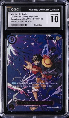 2025 ONE PIECE JAPANESE #OP09-119 MONKEY D. LUFFY CGC 10 GEM MINT