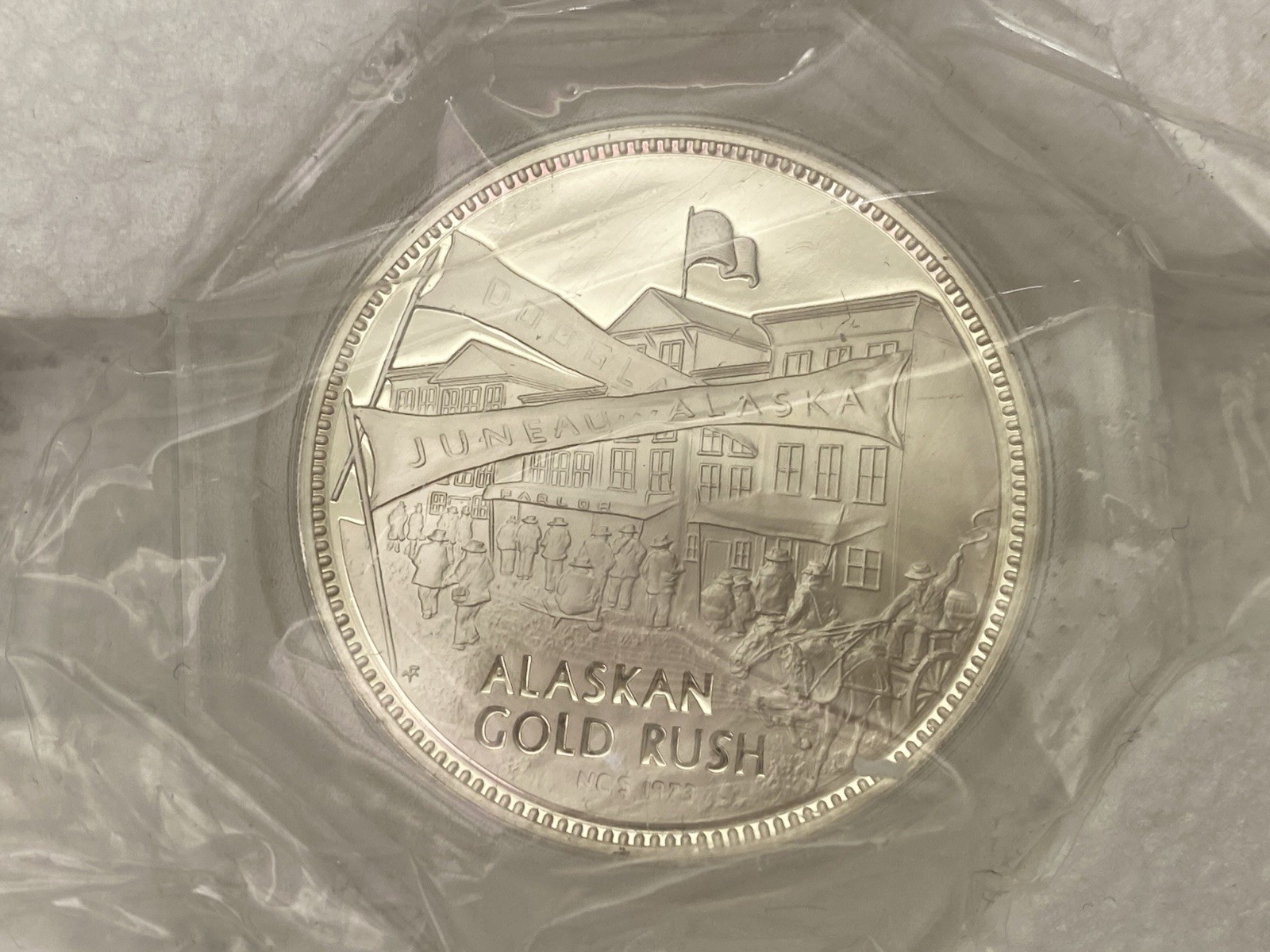 Franklin Mint NCS Coin Medal Alaska Gold Discovery Sterling Silver Proof NIB