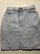 LEE Vintage 80  s Blue Acid Wash Denim Jean Knee Length Skirt 11 Retro