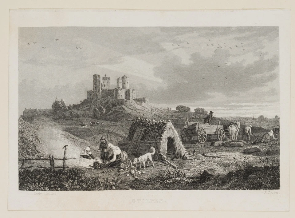CARTER (*1798) nach RICHTER (*1803), Blick auf Burg Stolpen, um 1837, Sst. - Bild 2 von 4