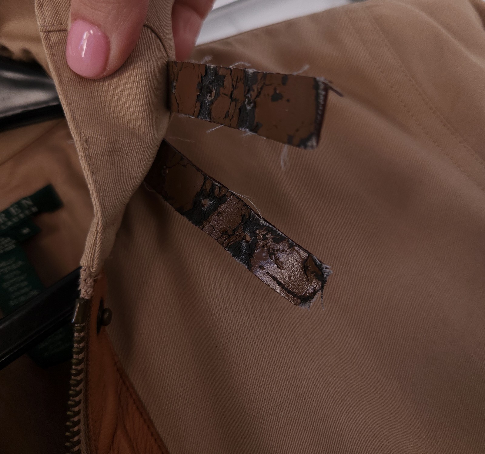  Lauren Ralph Lauren Khaki Utility Field Jacket Lambskin Leather Trim Women's M thumbnail 24