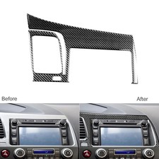 Real Carbon Fiber Console Gps Navigation Panel Cover For Honda Civic 8th 2006-11