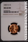 1957-D Lincoln Wheat Cent- NGC-MS66 RD Gem Brilliant Uncirculated Luster #SLM361