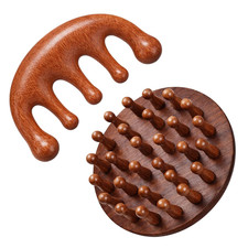 2Pcs Wooden Scalp Massager Comb, Wooden Hair Scrubber Hair Brush