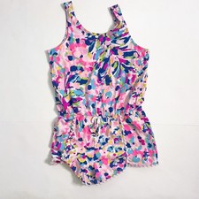 Lilly Pulitzer Kids Girls Bala Romper Pina Colada Club, Size 12/14
