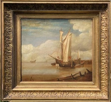 Antique Maritime Oil Painting beginning 19th C. French origine
