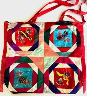 Handmade ''Bai Jia Bei, One Hundred Families'' Appliqué Chinese Textile Tote Bag