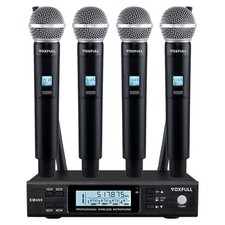 4 Channel UHF Wireless Microphone Cordless Handheld Microphones Professional ...