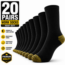 Men’s 20 Pairs Work Socks Workwear Boot Socks Cotton Rich Durable Soft Fit 6-11