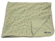 Vintage 2000 GYMBOREE Reversible Baby Blanket TRAIN Green Choo Choo Choo Cotton